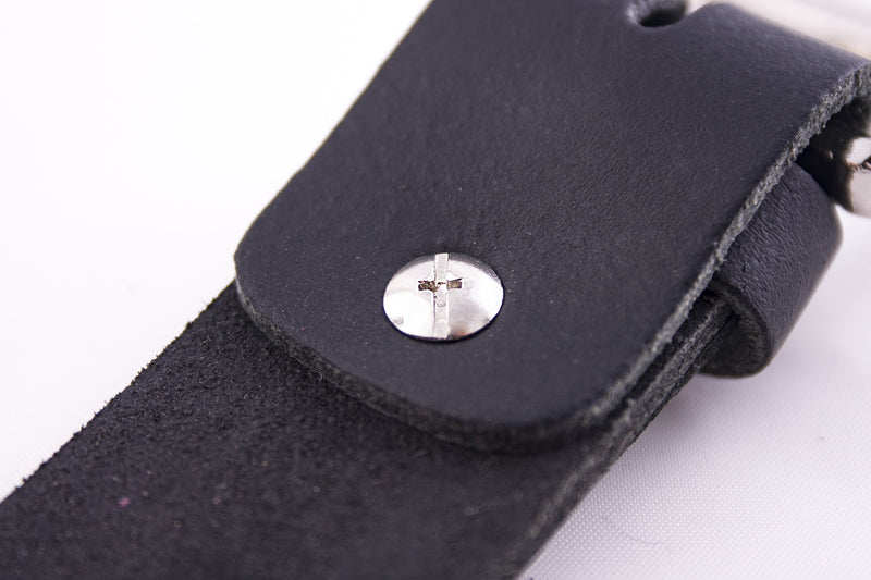 [Australia] - Shenky Patterned Leather Belt with Screwed Buckle - 3cm Width 37.5” waist size Black Plait 