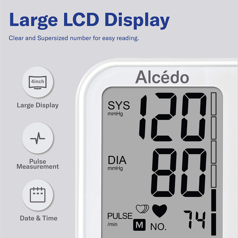 [Australia] - Alcedo Blood Pressure Monitor Upper Arm, Automatic Digital BP Machine with Wide-Range Cuff for Home Use, LCD Screen, 2x120 Memory, Talking Function 