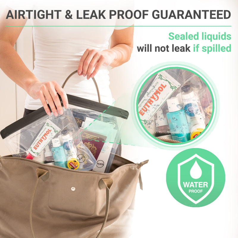[Australia] - The Original Airport Security Liquids Bags - Clear Travel Toiletries Bag -100% Leakproof Airport Liquid Bag 20 x 20cm - Security Approved Travel Toiletry Bag by Ogato- Clear Travel Makeup Bag - 3pcs 