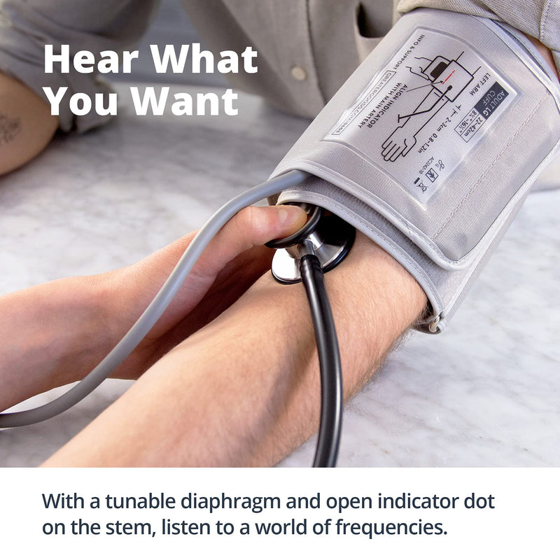 [Australia] - Greater Goods Tunable Dual-Head Stethoscope - Important Component First Aid Kit | Necessary Nurse Accessories | Adjustable Headset - Free Replacement Ear Tips and Diaphragm | Designed in St. Louis Black w/Stainless Steel Binaural 