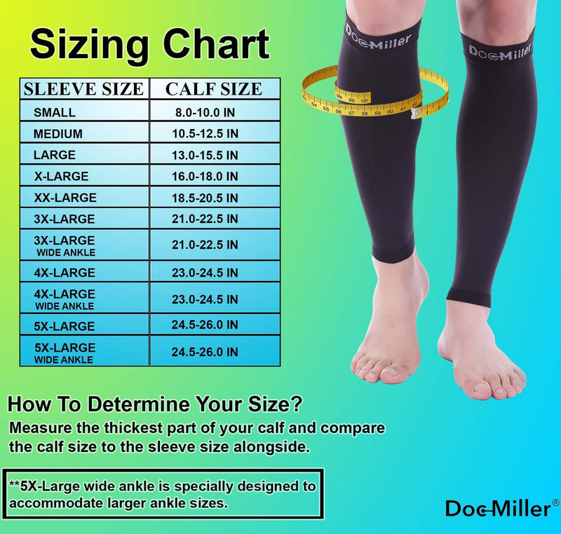 [Australia] - Doc Miller Calf Compression Sleeve Men - 30-40 mmHg, Medical Grade Calf Sleeves for Men and Women Supports Shin Splints, and Varicose Veins Recovery - 1 Pair X-Large Size - Black Calf Sleeve Jet Black 