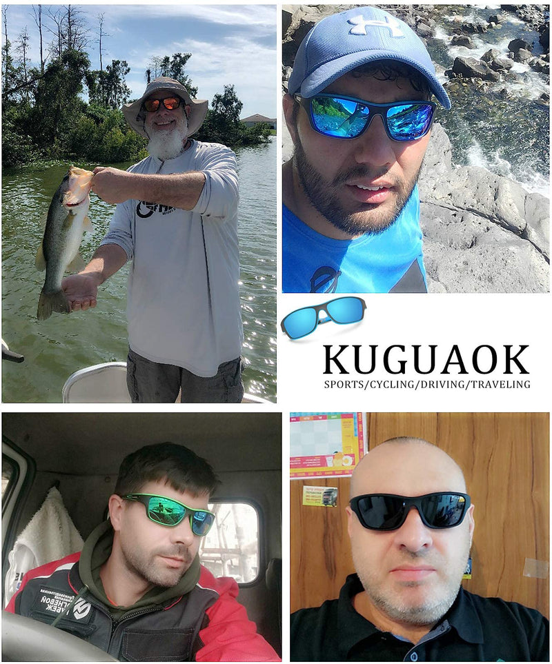[Australia] - KUGUAOK Polarized Sports Sunglasses for Men Driving Cycling Fishing Sun Glasses 100% UV Protection Goggles 2pack Black+blue-b 
