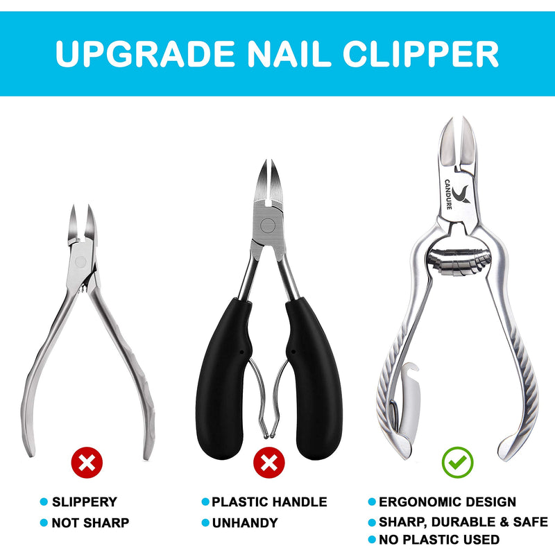 [Australia] - CANDURE Nail Clippers Cutters Nippers for Thick Toenails Plus Nail Clippers for Fingernails Podiatry Instruments Clippers with Ingrown Toe Nail File Improved Quality 