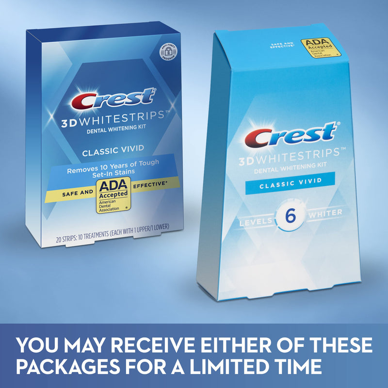 [Australia] - Crest 3D Whitestrips, Classic Vivid, Teeth Whitening Strip Kit, 20 Strips (10 Count Pack) 