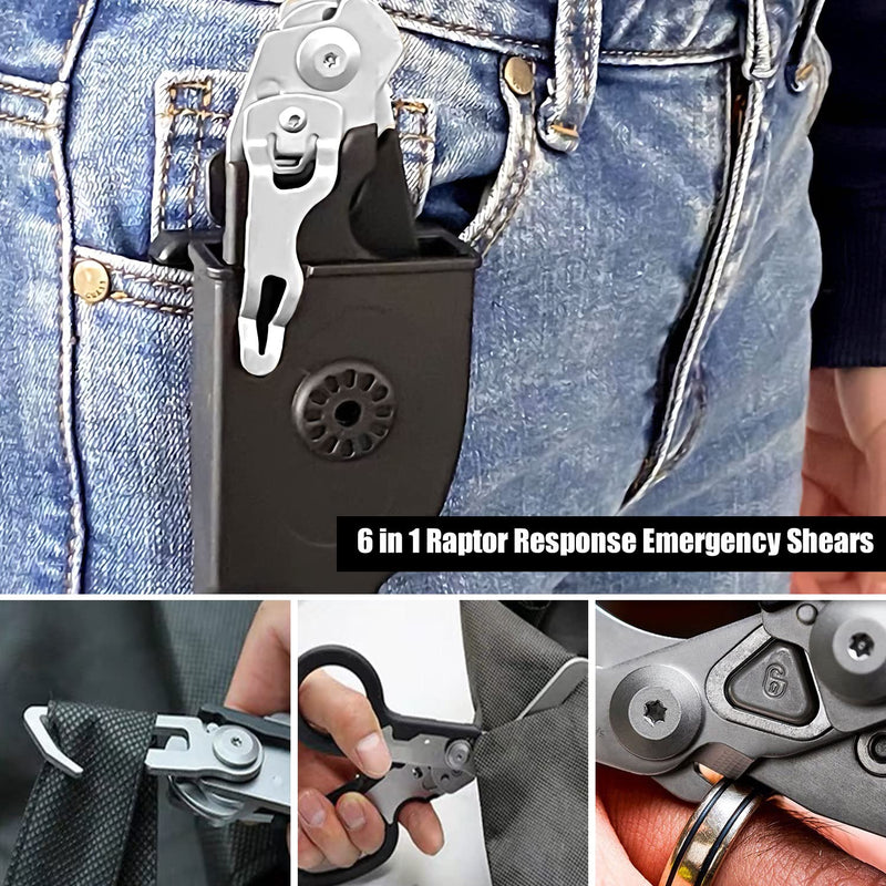 [Australia] - 6 in 1 Response Emergency Shears, Multi Tool Pliers Shears Folding Emergency Response Shears with Utility Holster for Outdoor Camping 