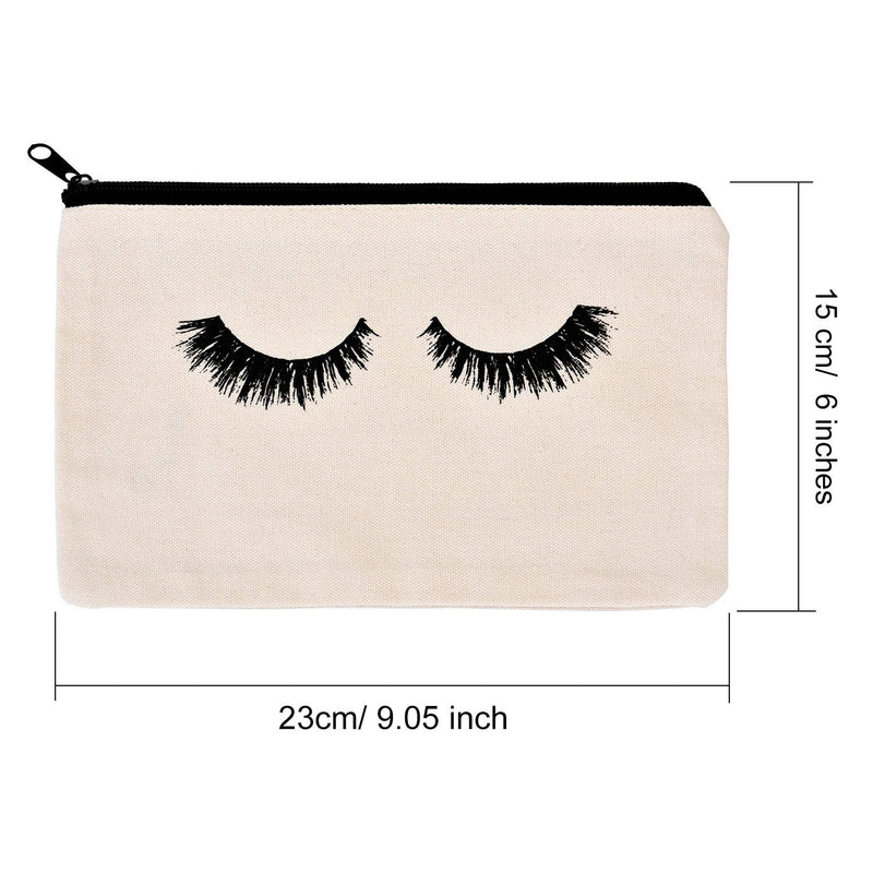 [Australia] - 10 Pieces Eyelash Makeup Bags Cosmetic Bags Travel Make up Pouches with Zipper for Women Girls (White) 