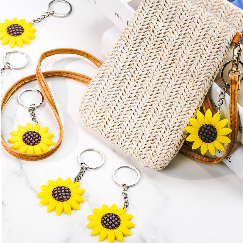 [Australia] - 20 Pieces Sunflower Keychains Pendants Backpack Hanging Accessories Key Ring for Summer Birthday Party Supplies Theme Party Favors Pendant 