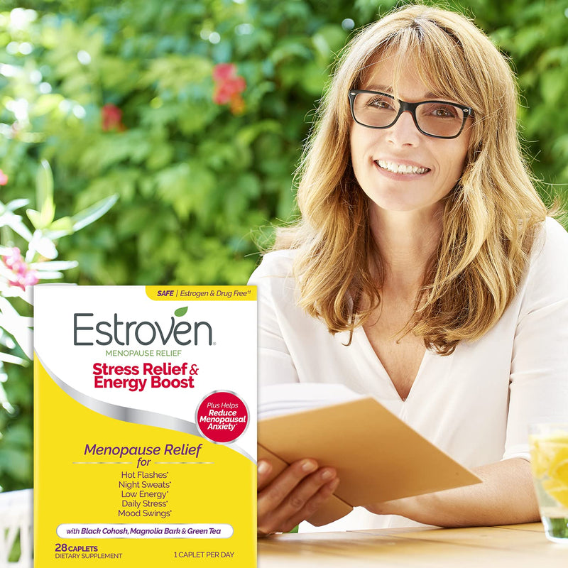 [Australia] - Estroven Stress Relief & Energy Boost for Menopause Relief, Helps Reduce Hot Flashes and Night Sweats, Stress Management Support*, 28 Count Stress Relief & Enegy Boost 