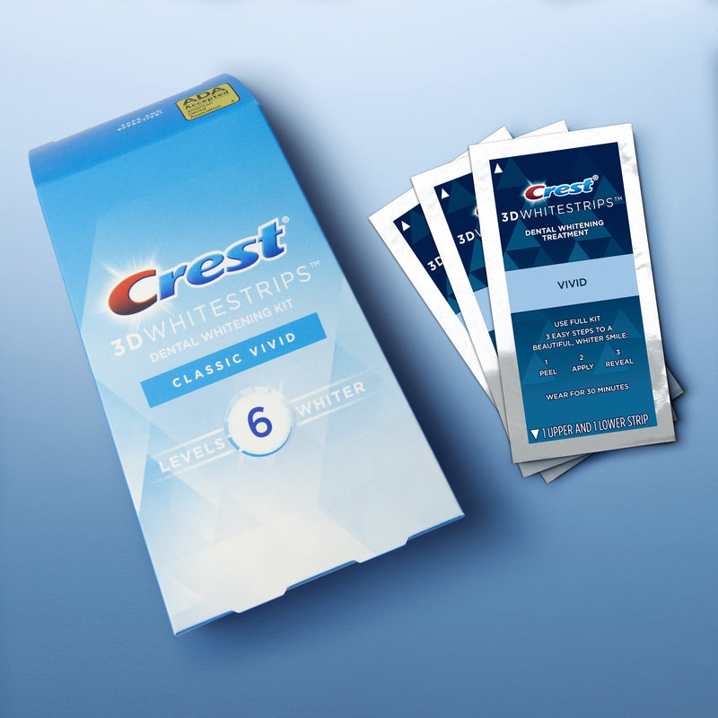 [Australia] - Crest 3D Whitestrips, Classic Vivid, Teeth Whitening Strip Kit, 20 Strips (10 Count Pack) 