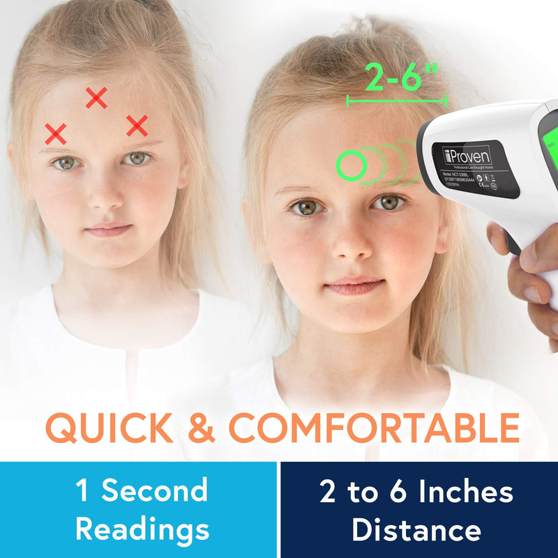 [Australia] - No Touch Infrared Thermometer, Health Care Temporal Forehead Temp Gun, Digital Medical iProven Non Contact Thermometer, Ideal for Adults and Kids, Measures Fever in Safe Distance (2-6 Inch) Black 