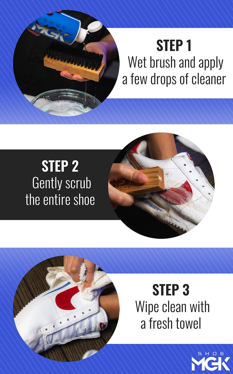 [Australia] - Shoe MGK Shoe Cleaner Kit For White Shoes, Sneakers, Leather Shoes, Suede, Tennis shoe cleaner - Sneaker cleaning kit - Shoe care kit - Stain remover - Conditioner Bottle - Leather cleaner 