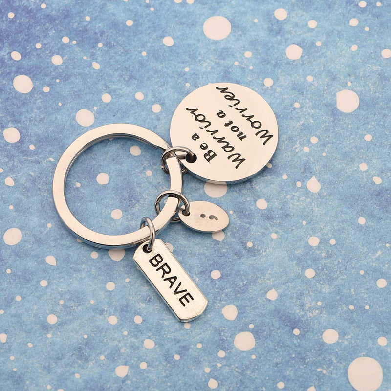 [Australia] - MYOSPARK Be A Warrior Not A Worrier Semicolon Keychain Mental Health Suicide Prevention Depression Awareness Inspirational Gift Warrior Keychain 