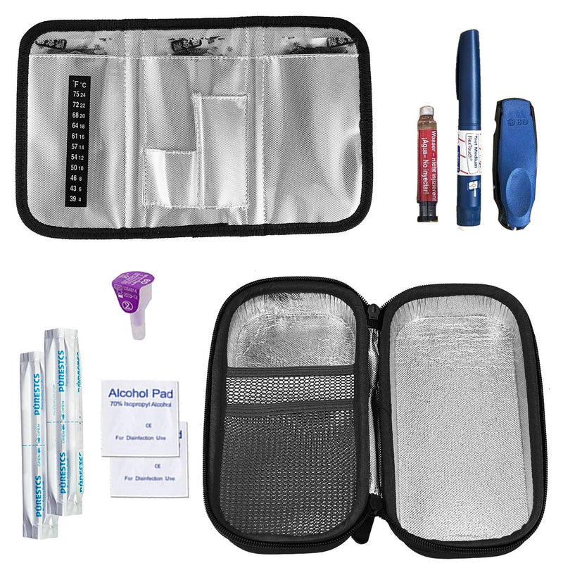 [Australia] - YOUSHARES Insulin Cooler Travel Case - Handy Medication Insulated Diabetic Carrying Cooling Bag for Insulin Pen, Glucose Meter and Diabetic Supplies with 3 Cooler Ice Pack (Black) Black Case 