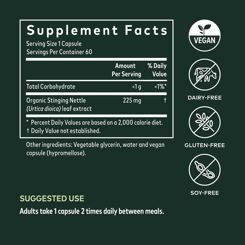 [Australia] - Gaia Herbs Nettle Leaf - Immune, Respiratory, and Sinus Support Supplement - Helps Maintain Upper Respiratory Health - Supports Immune Health - 60 Vegan Liquid Phyto-Capsules (30-Day Supply) 60 Count (Pack of 1) Standard Packaging 