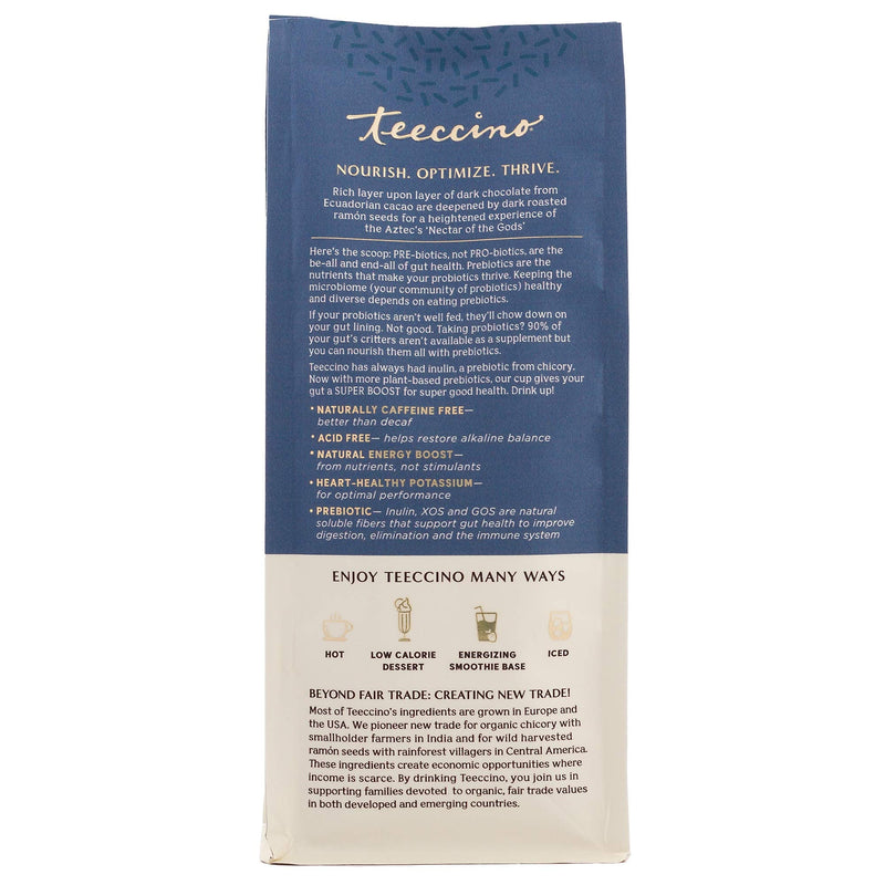 [Australia] - Teeccino Prebiotic SuperBoost™ Coffee Alternative – Dark Chocolate – Support Probiotics with Caffeine-Free Herbal Coffee Featuring 3 Vegan Prebiotics for Gut Health & Enhanced Mood, 10 Ounce 