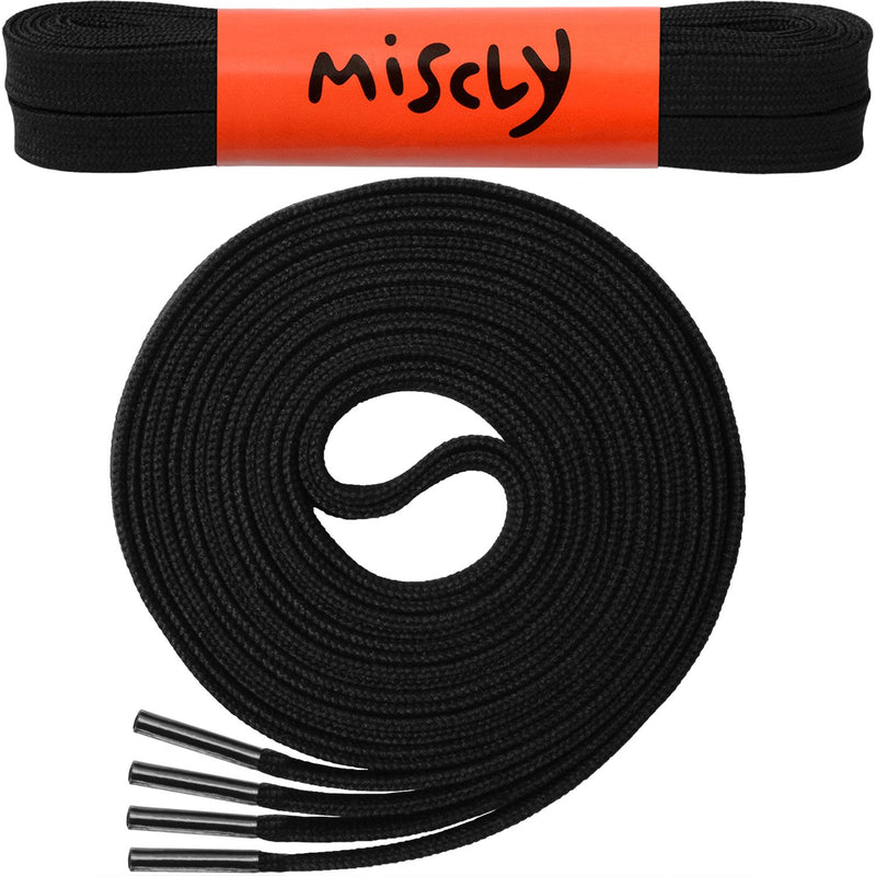 [Australia] - Miscly Flat Shoelaces [1 Pair] For All types of Shoes & Sneakers 27" Black 