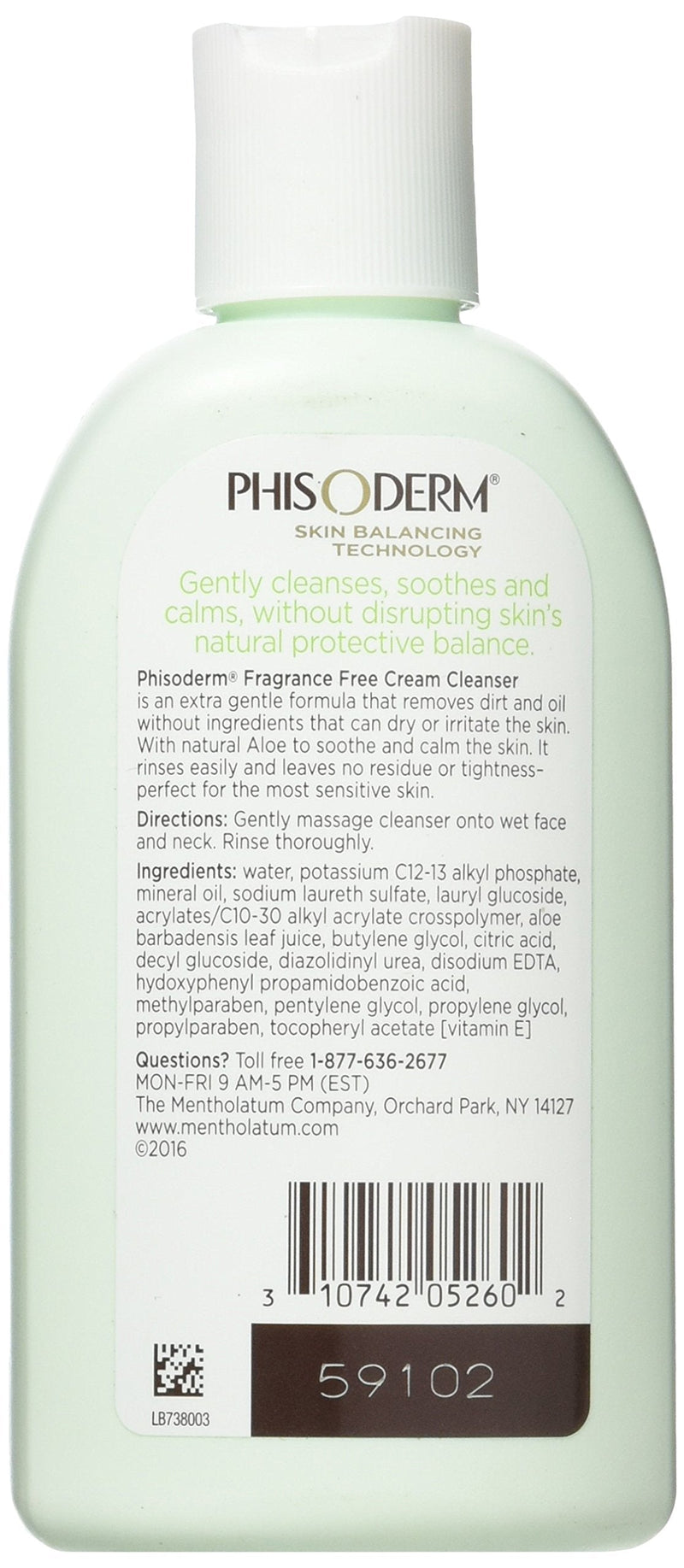 [Australia] - Phisoderm Fragrance Free Cream Cleanser For Sensitive Skin 6 oz 