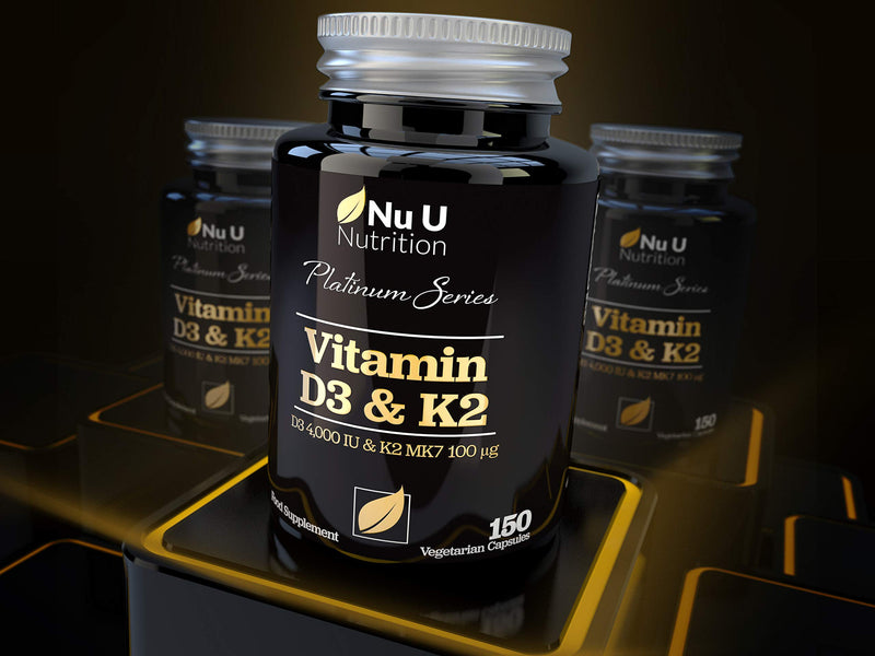 [Australia] - Vitamin D3 4000 IU and Vitamin K2 100?g MK7, 5 Month Supply 150 Capsules, Vitamin D3 & K2, Quadruple Strength Cholecalciferol, K2 from Natto, Made in The UK, Vegetarian 
