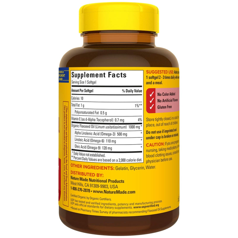 [Australia] - Nature Made Flaxseed Oil 1000 mg Softgels, 100 Count for Heart Health Support 100 Count (Pack of 1) 