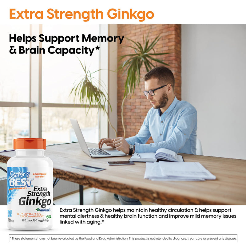 [Australia] - Doctor's Best Extra Strength Ginkgo, Non-GMO, Vegan, Gluten Free, Soy Free, Promotes Mental Function and Memory, 120 mg, 360 Count (Pack of 1) 