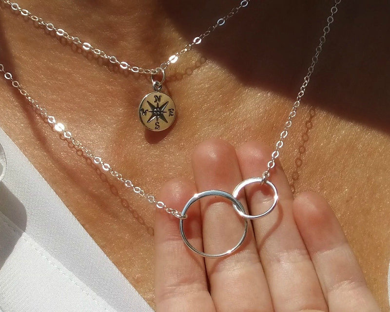 [Australia] - EFYTAL Godmother Gifts From Godchild Sterling Silver Interlocking Circle Necklace Proposal Gift For Girl Baptism 