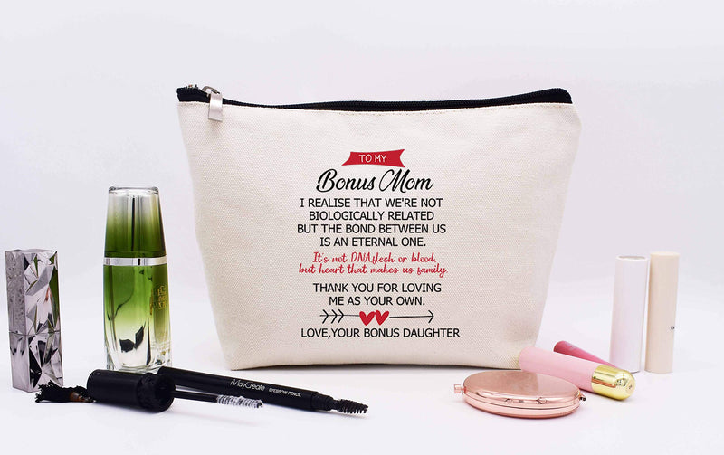 [Australia] - Makeup Bag Gift for Bonus Mom,Cosmetic Bag Gift for Mother-in-Law,Step Mother Gift from Daughter,Birthday Mothers Day Christmas Gift For Unbiological Mom,Thank You for Loving Me As Your Own 