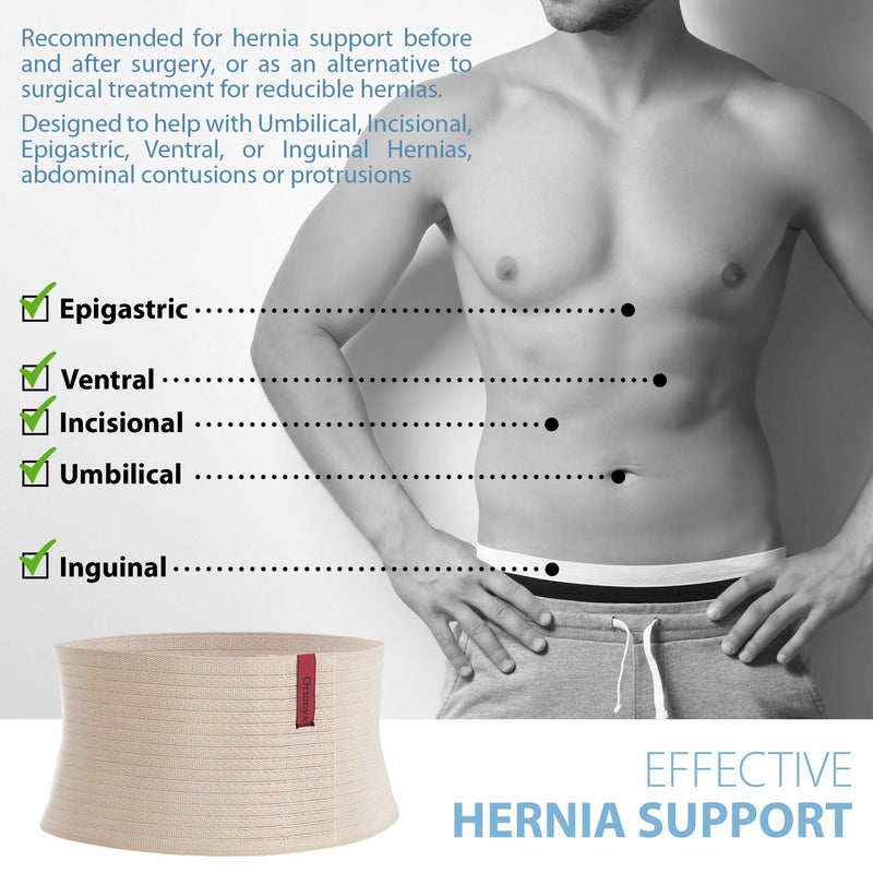 [Australia] - ORTONYX Premium Umbilical Hernia Belt for Men and Women / 6.25" Abdominal Binder with Hernia Support Pad - Navel Ventral Epigastric Incisional and Belly Button Hernias - Beige OX5241-3XL Plus Size Plus Size 3XL (52"-70") 