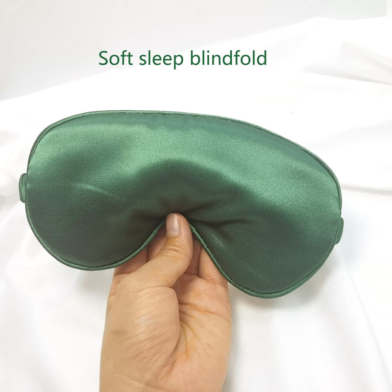 [Australia] - ECHOLLY Sleep Eye Mask-Perfect Light Blockout Comfort Soft Eye Mask for Women Men-100% Silk Eye Mask 2 Pairs of Ear Plugs Eye Mask for Sleeping with Pouch for Travelling(Green) Blackish Green 