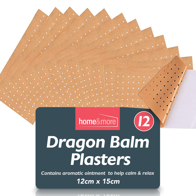 [Australia] - 12pk Dragon Balm Plasters | 12 x 15cm Adhesive Heat Patches to Soothe Back Pain, Neck, Shoulder, & Muscle Pain Patches | Knee Patches for Arthritis | Topical Knee Patches Self Adhesive Heat Patch 