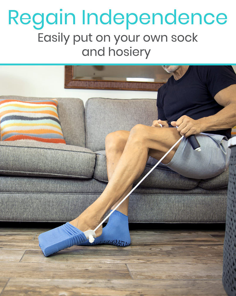 [Australia] - Vive Sock Aid - Easy On and Off Stocking Slider - Donner Pulling Assist Device - Sock Helper Aide Tool - Puller for Elderly, Senior, Pregnant, Diabetics - Pull Up Assistance Help 1 Count (Pack of 1) 