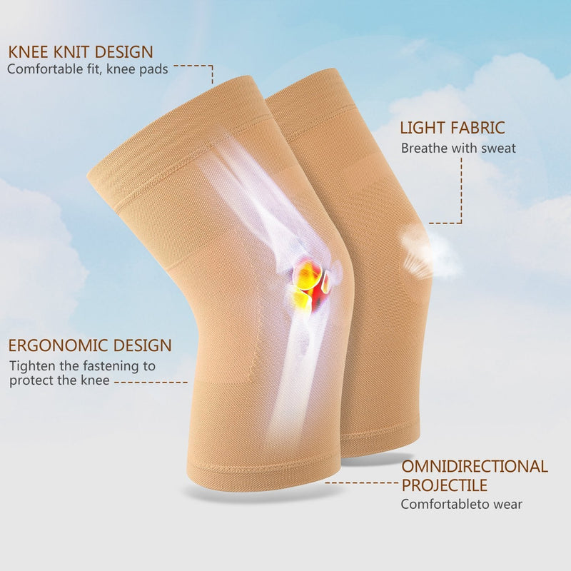 [Australia] - Knee Sleeves, 1 Pair, Could Be Worn Under Pants, Lightweight Knee Compression Sleeves for Men Women, Knee Brace Support for Joint Pain Relief, Arthritis, ACL, MCL, Sports, Injury Recovery, Beige XL X-Large (1 Pair) 1 Pair Beige 