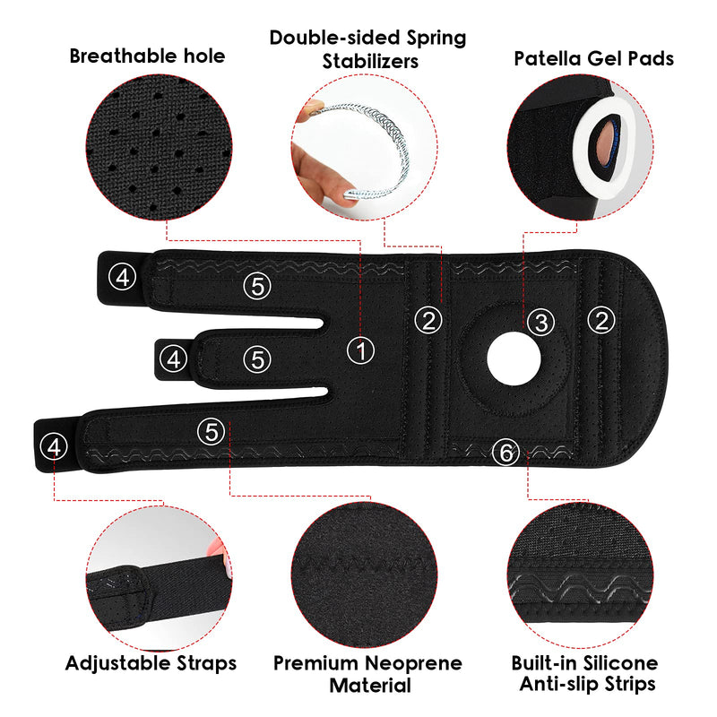 [Australia] - Knee Brace for Knee Pain Women Men, Adjustable Knee Braces with Side Stabilizers & Patella Gel Pads, Suitable for Arthritis Pain, Injury Recovery, Running, Workout 2 Pack 