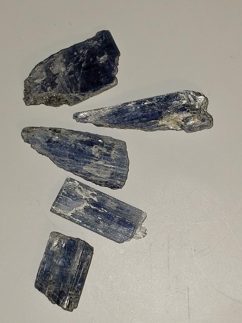 [Australia] - 5pc Set Blue Kyanite Blades with Mica Small/Medium Natural Crystal Healing Gemstone Specimens from Brazil for Jewelry or Wire Wrapping 