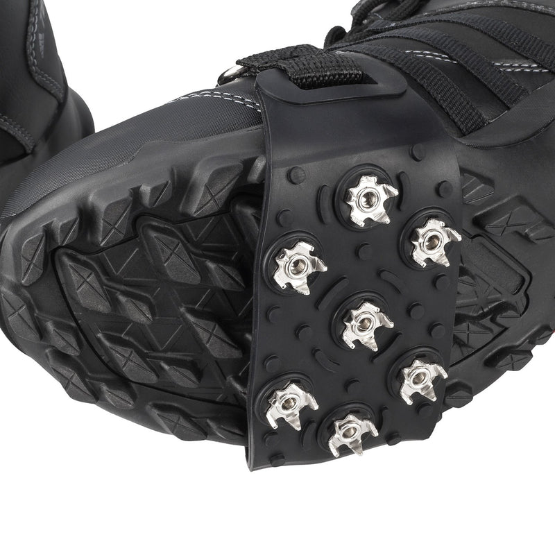 [Australia] - FANBX F Crampon Traction Cleats Anti-Skid Traction Grips Crampons Spikes 7 Point Cleats for Footwear for Walking, Jogging, Hiking, Mountaineering Ice Snow Grips Black 