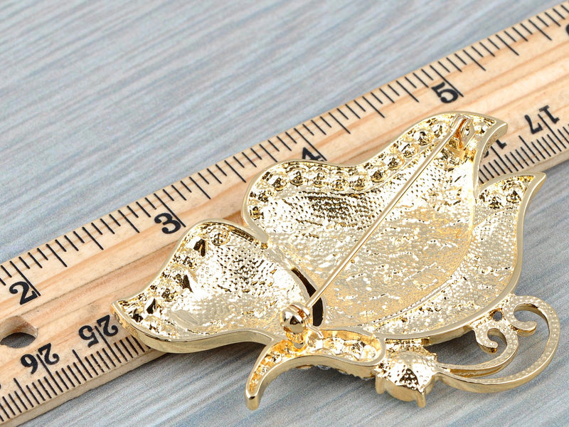 [Australia] - Alilang Golden Tone Butterfly Insect with Enamel Wild 80s Cheetah Cat Pattern Wing Animal Brooch Pin Leopard Print 