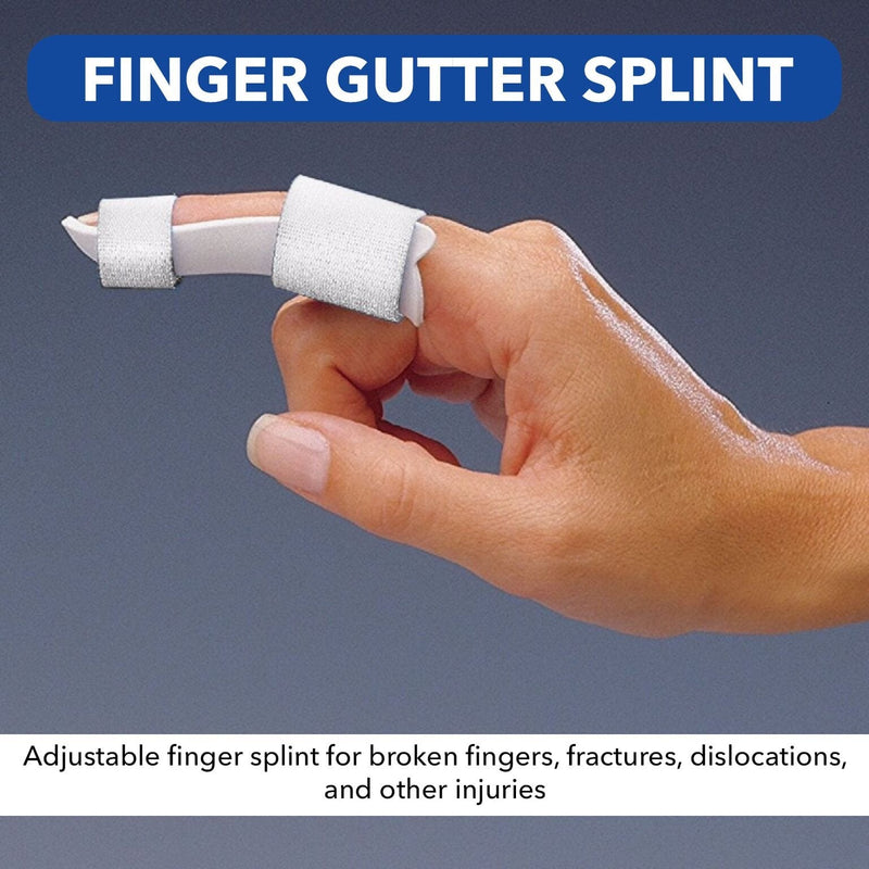 [Australia] - Rolyan Finger Gutter Splint, Adjustable Finger Splint for Broken Fingers, Fractures, Dislocation, Ligament Injury, Fingertip and Soft Tissue Injuries, Trough Immobilizer Splints, X-Small, White 