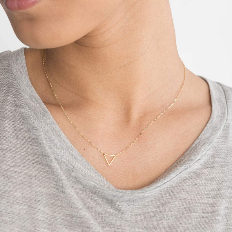 [Australia] - DeScount Dainty Geometric Pendant Necklace,Triangle,Circle,Square,Bar,Star Layering Pendant Necklaces for Women Triangle 