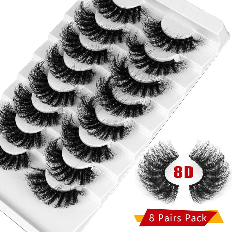 [Australia] - Leipple False Eyelashes 8 Pairs - Professional Reusable 8D Mink Lashes - Natural Waterproof Thick Fluffy Fake Eyelashes Faux Mink Eyelashes (QZ-02) QZ-02 