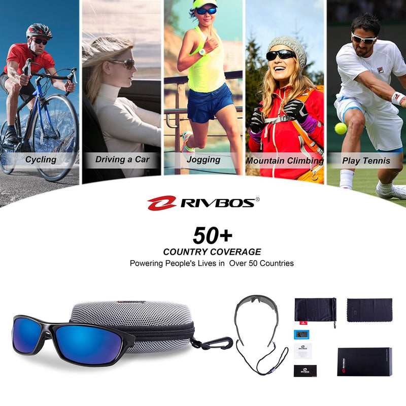 [Australia] - RIVBOS Polarized Sports Sunglasses Driving shades For Men TR90 Unbreakable Frame RB831 Black Large 