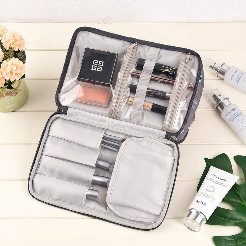 [Australia] - Travel Makeup Bag Toiletry Bags Large Cosmetic Cases for Women Girls Water-resistant (gray/makeup bag set) gray/makeup bag set 