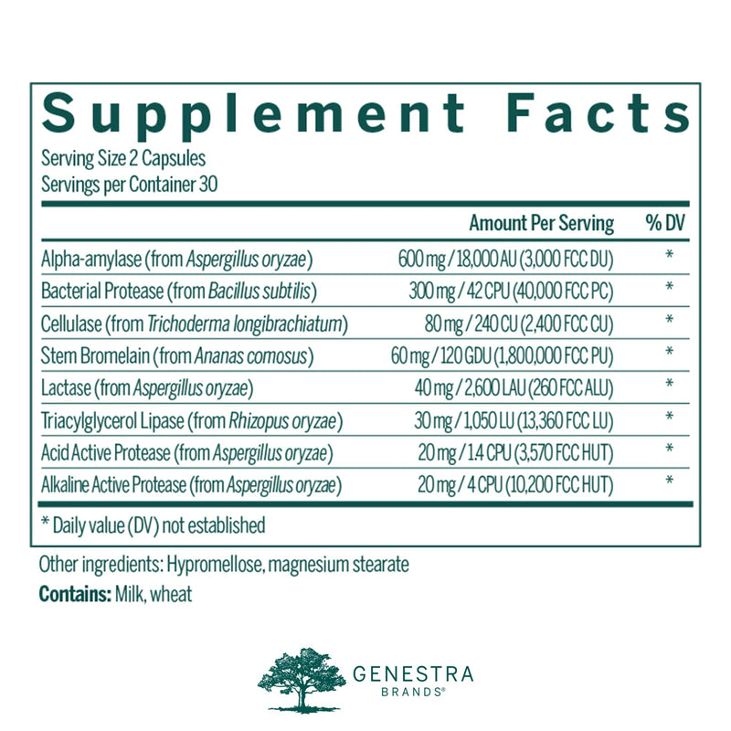 [Australia] - Genestra Brands V-Enzymes | Vegan Digestive Support to Help Lactose Digestion | 60 Capsules 