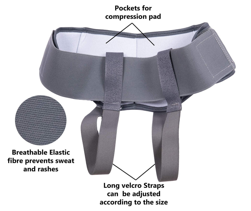 [Australia] - Wonder Care- Grey Inguinal Hernia Support Truss Brace for Single/Double Inguinal or Sports Hernia with Two Removable Compression Pads & Adjustable Groin Straps Surgery & Injury Recovery Belt- Large Large (Pack of 1) Double 