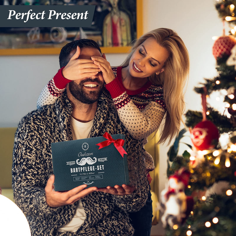 [Australia] - Beard Grooming Kit for Men, 10 in 1 Beard Trimming Gift Set with Beard Shampoo, Beard Conditioner, Beard Oil, Balm, Beard Comb,Brush, Scissors, Beard Shaper and Storage Bag -Mens Beard Growth Care Set 