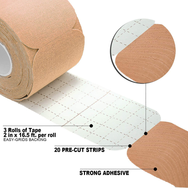 [Australia] - Kinesiology Tape 3 Pack Precut/Uncut – Latex Free, Water Resistant Tape for Muscles, Joints – Easy to Apply, Works Great. Perfect for Any Activity, Stays on for Several Days Black precut -3pack 