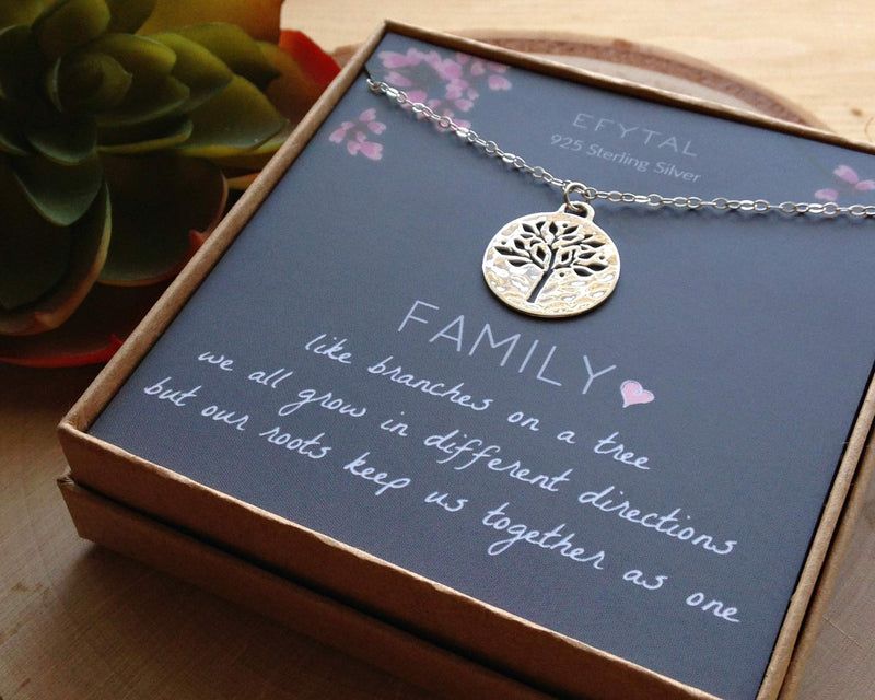 [Australia] - EFYTAL Grandma Gifts, 925 Sterling Silver Family Tree of Life Necklace, Mother's Day Jewelry Gift Ideas 