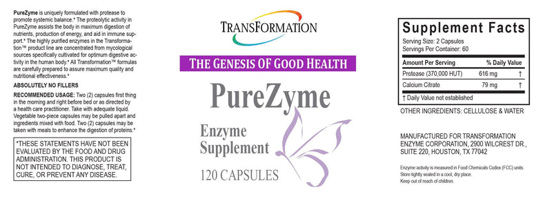 [Australia] - Purezyme, Assists The Body in Maximum Digestion of Nutrients, Production of Energy, and Aid in Immune Support, by Transformation Enzymes - 120 Capsules 120 Count (Pack of 1) 