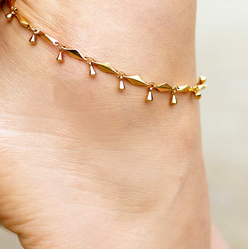 [Australia] - LIFETIME JEWELRY Teardrop Ankle Bracelet for Women and Teen 24k Real Gold Plated - 9 10 and 11 inches 9.0 Inches 