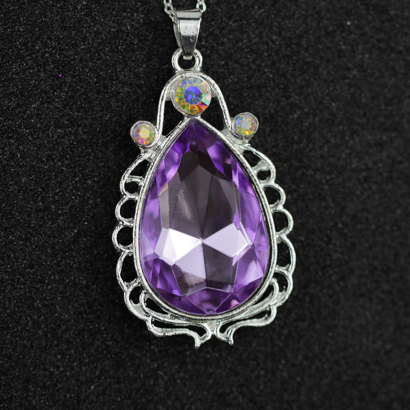 [Australia] - Sofia Necklace Amulet Teardrop Amethyst Pendant Necklace Sofia Princess Costumes Jewelry Girls Necklace Purple 