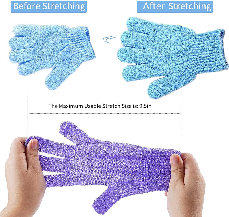 [Australia] - Newthinking 12 Pairs Exfoliating Shower Gloves, 6 Colors Double-Sided Matte Body Cleaning Bath Gloves, Deep Clean Dead Skin and Improves Blood Circulation 