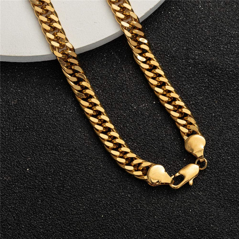 [Australia] - kelistom 18K Gold Plated Thick Cuban Anklet, 7mm Wide Cuban Link Ankle Bracelets for Women and Men, Miami Curb Chain Anklet 9 10 11 inches, Flat and Waterproof 10.0 Inches 